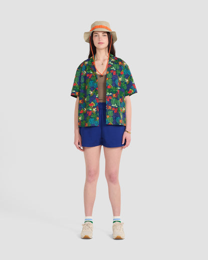 Women's Frogs Print Oversized Camp Shirt