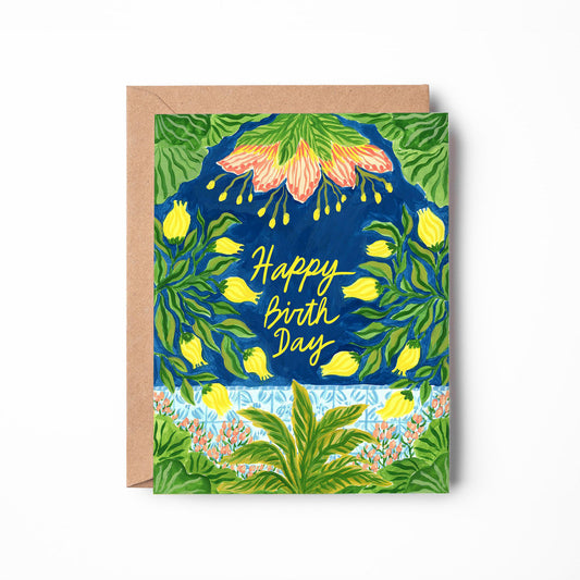 Yellow Flowers Birthday Card by Javi Rolando