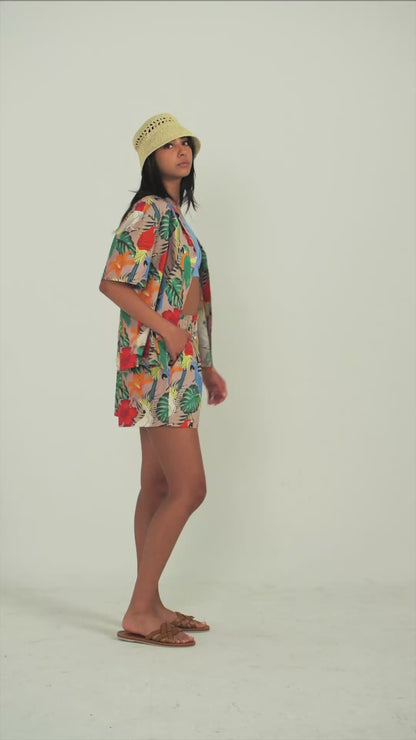 Women's Exotic Birds Print Shorts