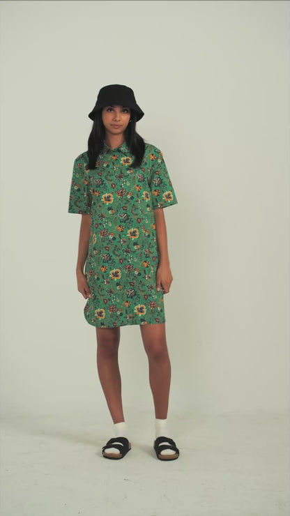 Green Magic Carpet Print Shirt Dress