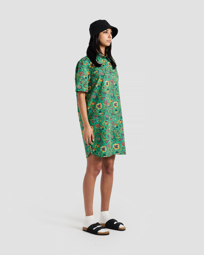 Green Magic Carpet Print Shirt Dress