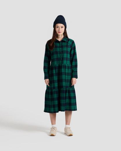 Lillooet Flannel Plaid Mid Weight Flared Pocket Shirt Dress