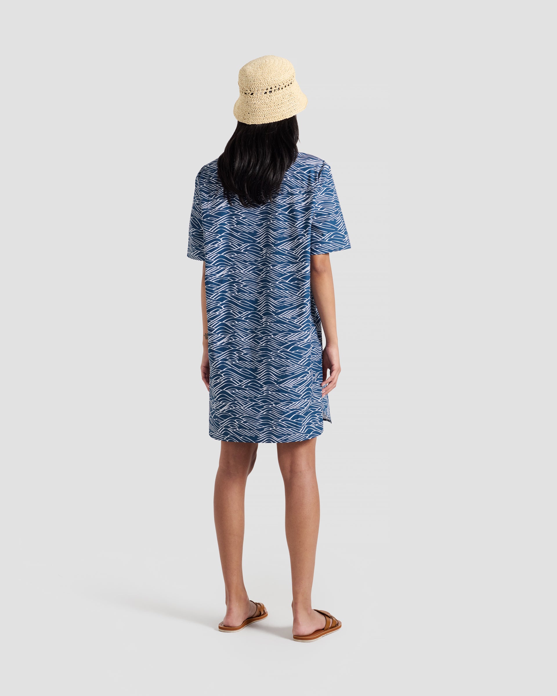 Big Waves Print Shirt Dress > Drop Shoulder > Shirt Dress