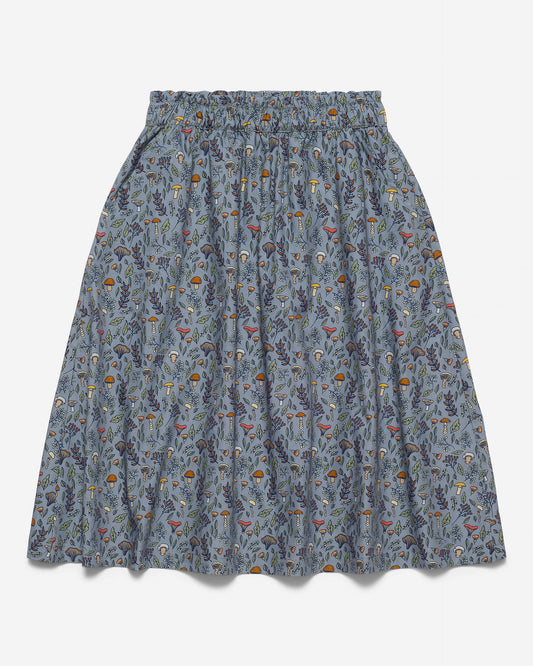 Women's Mushroom Magic Print Midi Pocket Skirt