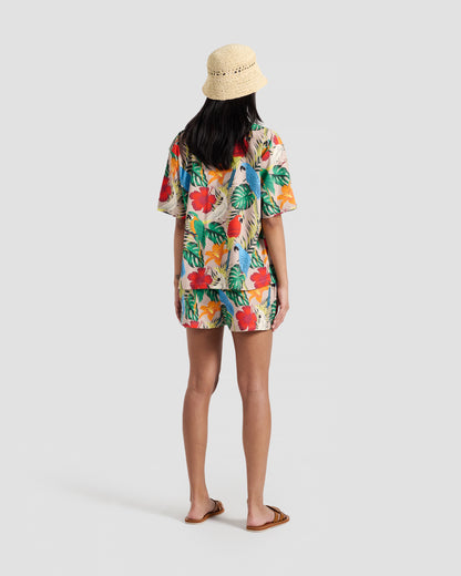 Women's Exotic Birds Print Camp Shirt