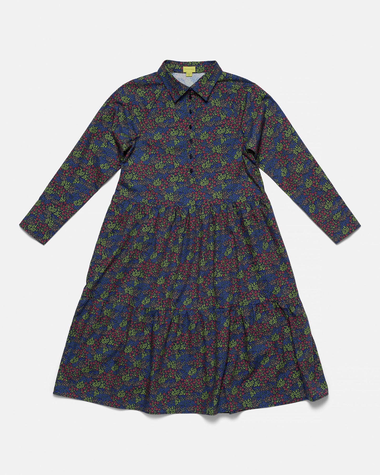 Micro Floral Printed Flared Pocket Shirt Dress